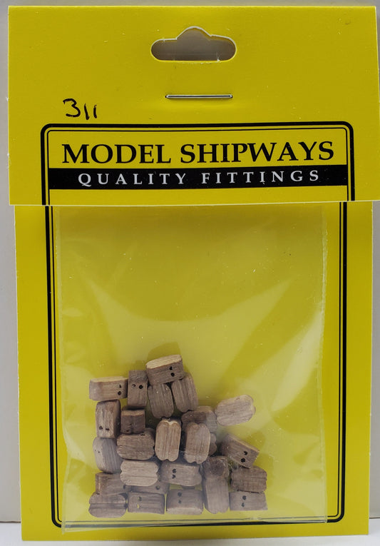 Model Expo - 1/4" (7mm) Walnut Double Sheave Block 30 pcs