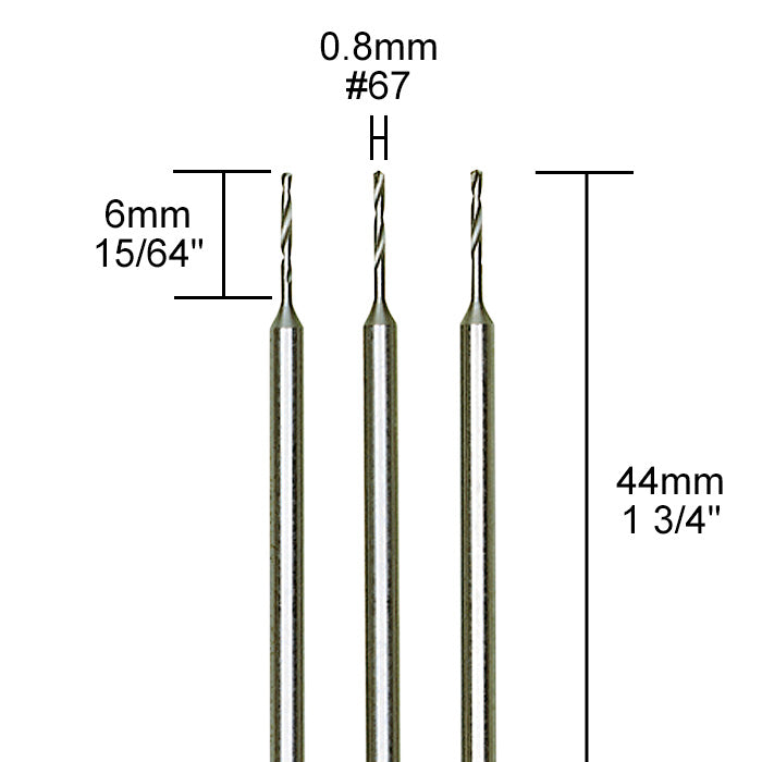 Proxxon - Tungsten vanadium micro twist drills, 3 pcs., 1/32" (0,8 mm)