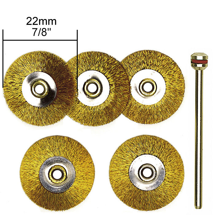 Proxxon - Brass wheel brushes, 5 pcs., 7/8"