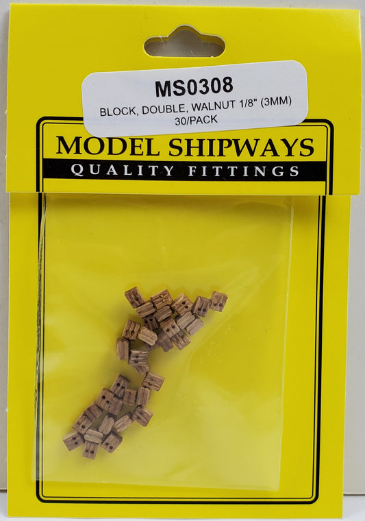 Model Expo - 1/8" (3mm) Walnut Double Sheave Block 30 pcs