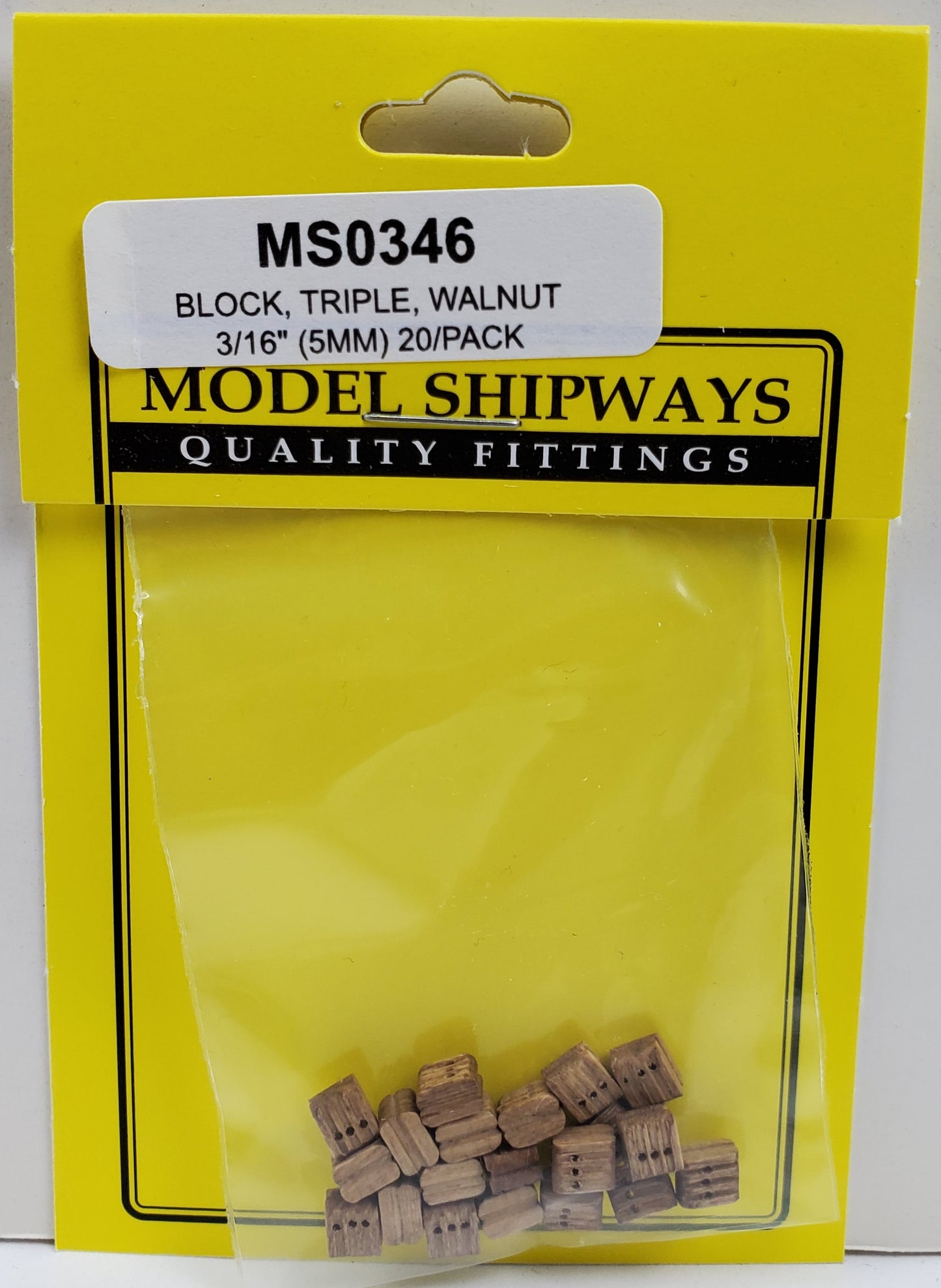 Model Expo - 3/16" (5mm) Walnut Triple Sheave Block 20 pcs