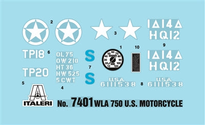 Italeri - 7401 Harley Davidson WLA 750 Motorcycle 1:9 Scale