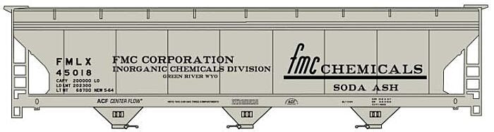 Accurail - HO FMC Chemicals 3Bay ACF CV Hopper