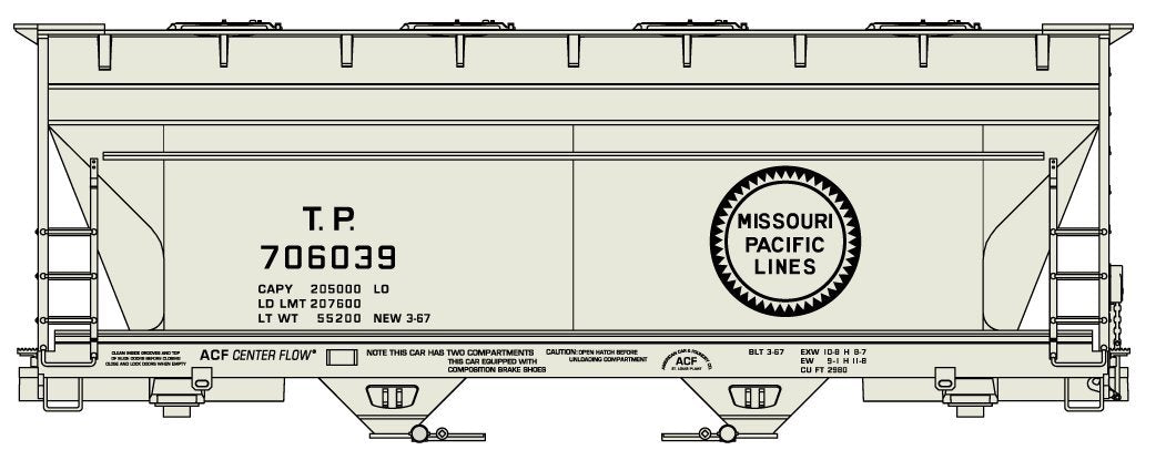 Accurail - HO Texas/Missouri Pac 2Bay ACF CV Hopper