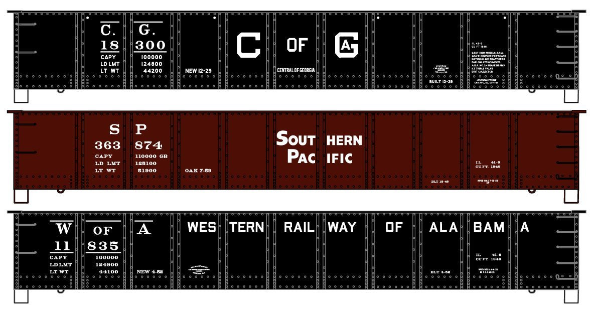 Accurail - HO 41'Steel Gondola 3pc Set CofG/SP/WRRA