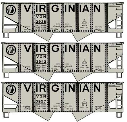 Accurail - HO Virginian BL4 Twin Hopper 3 Car Set