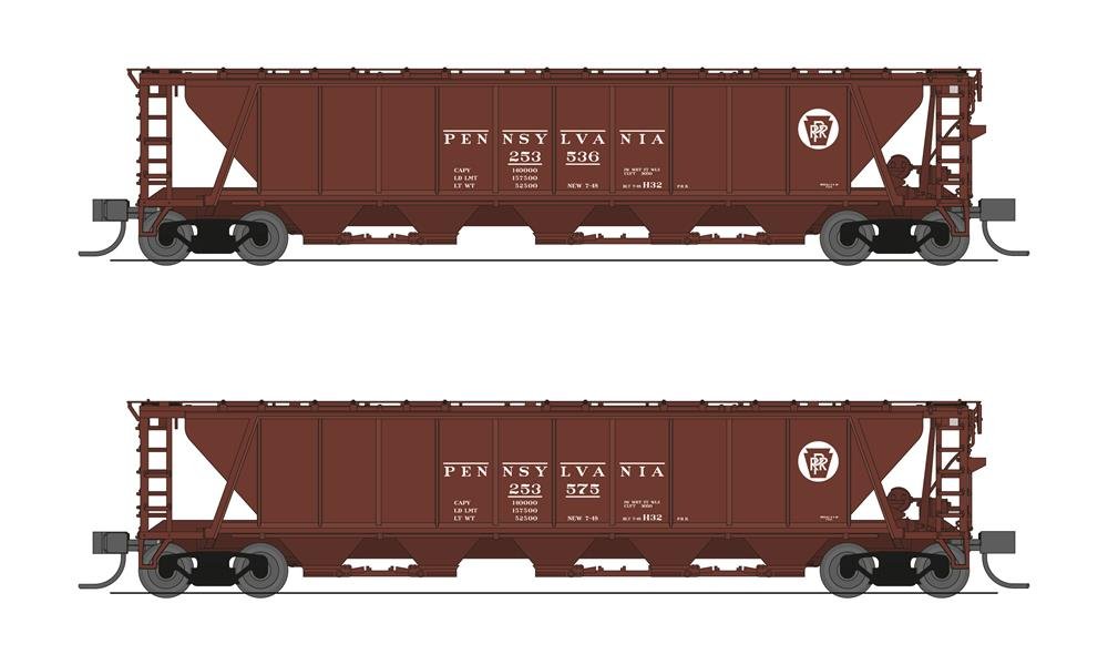 Broadway Ltd - N H32 Cvd Hopper PRR 2pk A Red