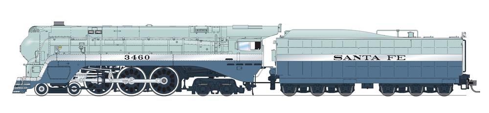 Broadway Ltd - Ho ATSF Blue Goose 3460 W/sd+S W/out