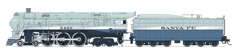 Broadway Ltd - Ho ATSF Blue Goose 3460 W/sd+S Early1941