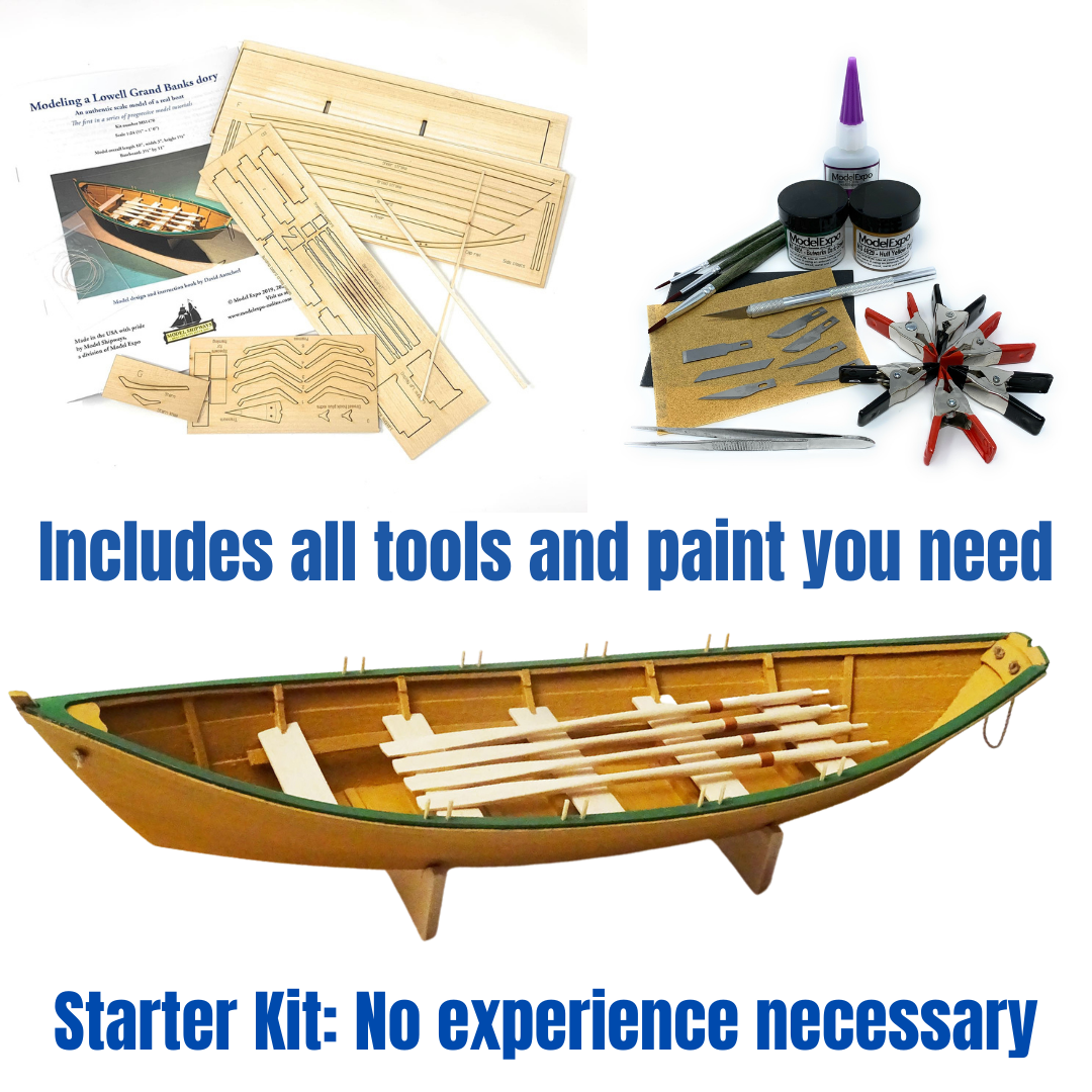 Model Shipways Lowell Grand Banks Dory with Tools 1:24 Scale Skill Level I of the Shipwright Learning Series.