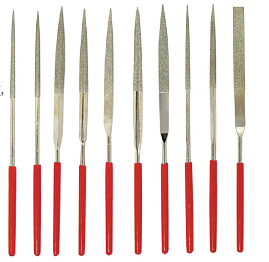 10Pc Professional Quality Diamond File Set, Insulated Handle 180 Grit