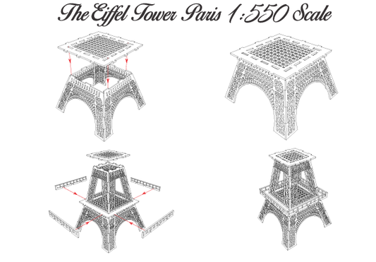 Nauticurso Eiffel Tower Wood Kit 1:550 (23" Tall)