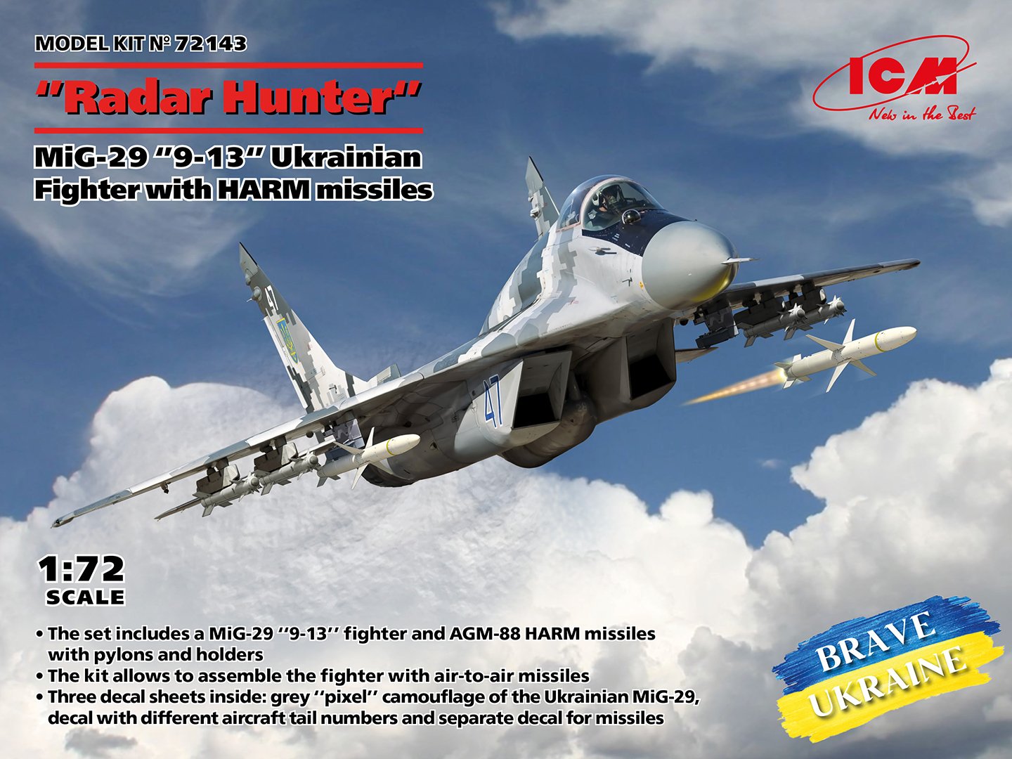 ICM - Mig-29 9-13 Ukranian Fighter w/harm 1:72