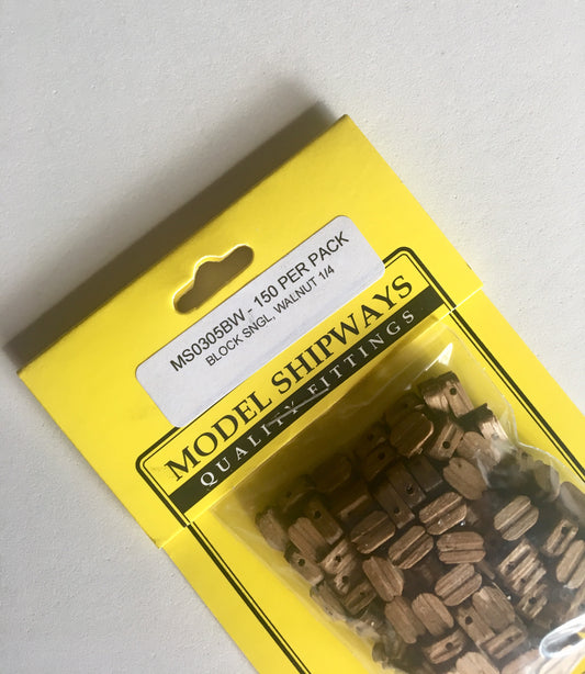 Model Expo - 1/4" (7mm) Walnut Single Sheave Block 150 pcs