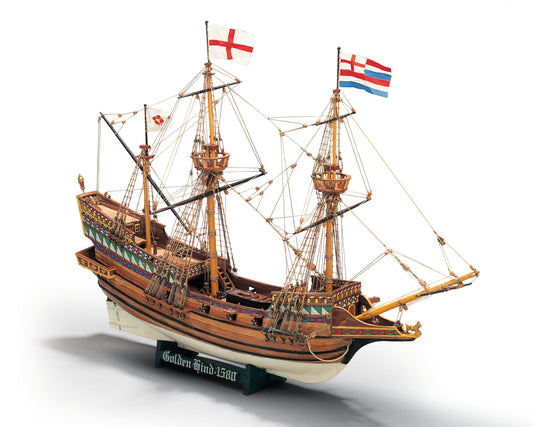 Dusek-Mamoli - Mamoli MV30 - Golden Hind- Wood Plank-On-Bulkhead Model Ship Kit - Scale: 1/53Length: 495 mm (20"), Height: 408mm (16")