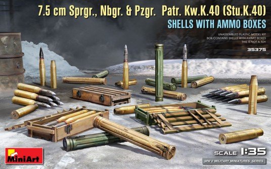 Mini Art - 7.5cm Shells w/ammo boxes SPRGR 1:35