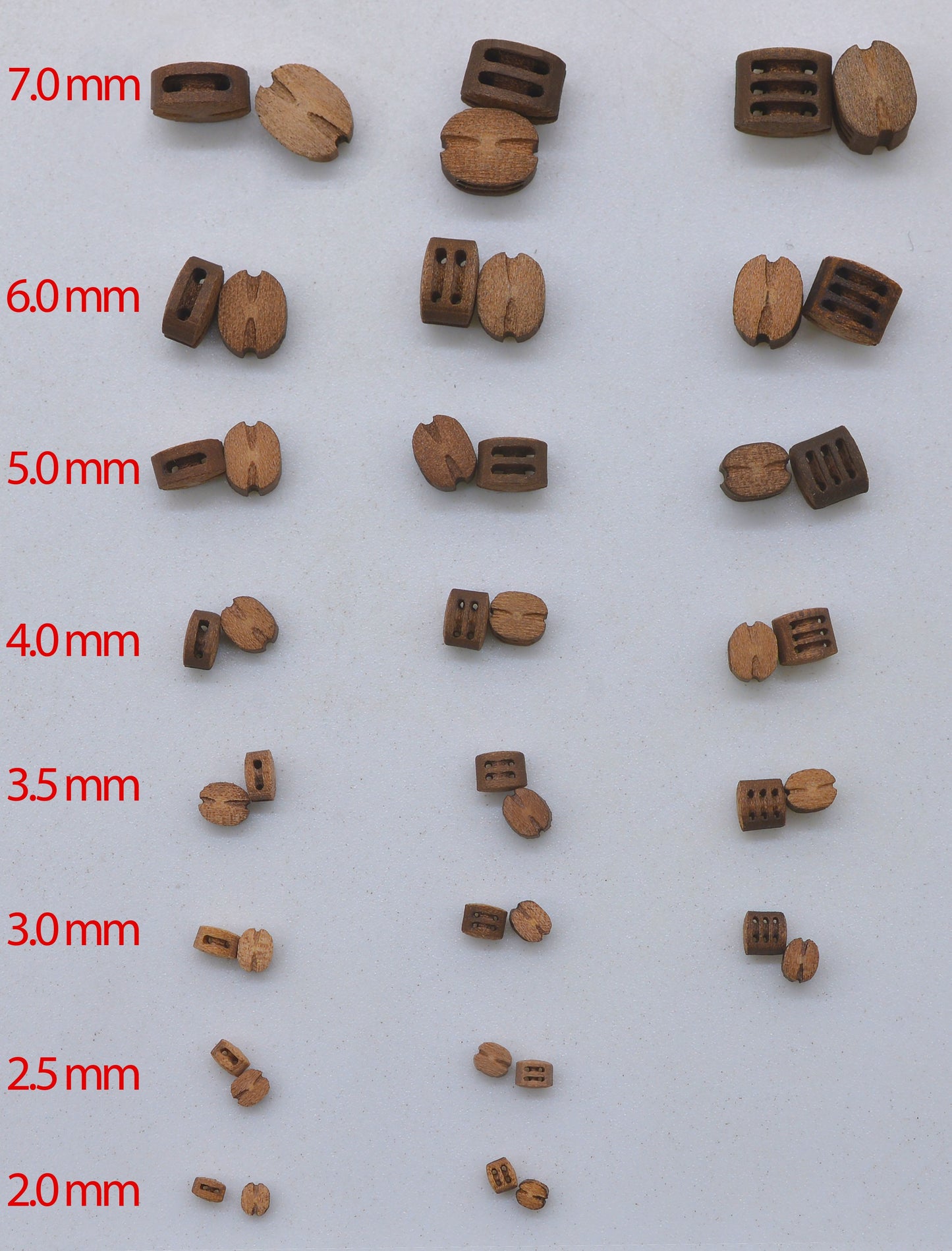 Beautiful Blocks 1 Sheave 3.5 mm Wood Block 20 pcs