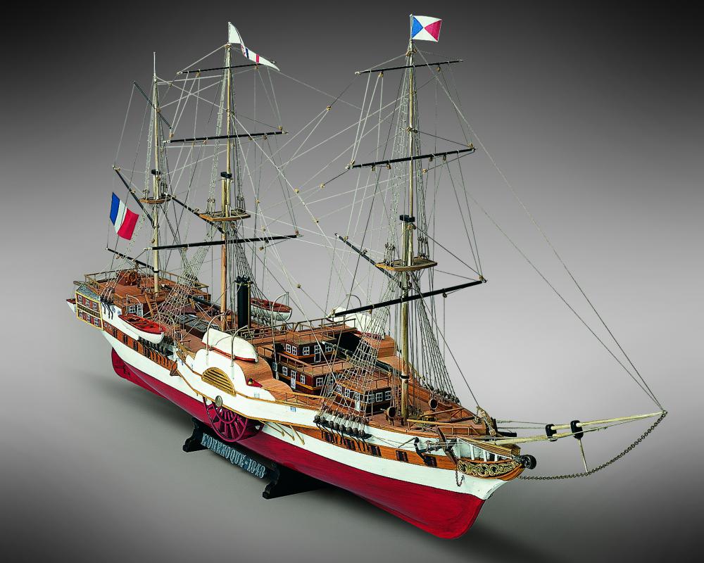 Dusek-Mamoli - Mamoli MV23 LORENOQUE French steam and sail paddle wheeler 1/100 Length: 835 mm, Height:455mm