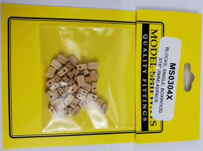 Model Expo - 3/16" (5mm) Boxwood Single Sheave Block 40 pcs