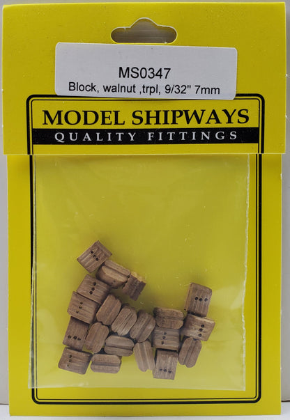 Model Expo - 1/4" (7mm) Walnut Triple Sheave Block 20 pcs