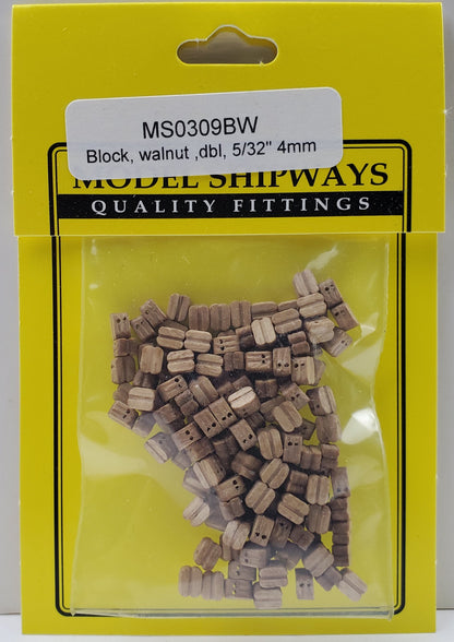 Model Expo - 5/32" (4mm) Walnut Double Sheave Block 150 pcs