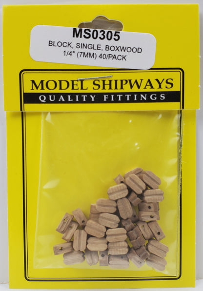 Model Expo - 1/4" (7mm) Walnut Single Sheave Block 40 pcs