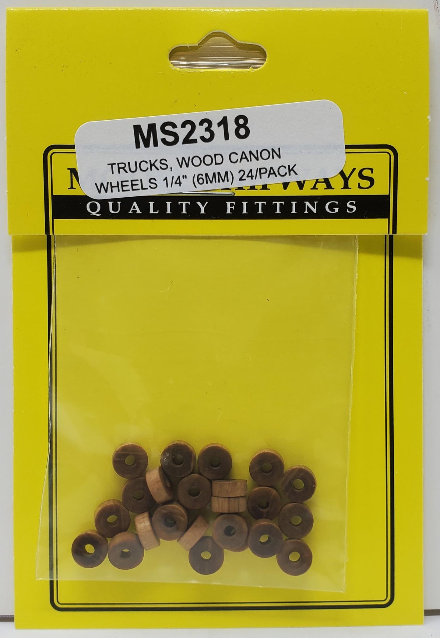 Model Expo - 1/4" (6mm) Wood Canon Wheels (Trucks) 24 pcs