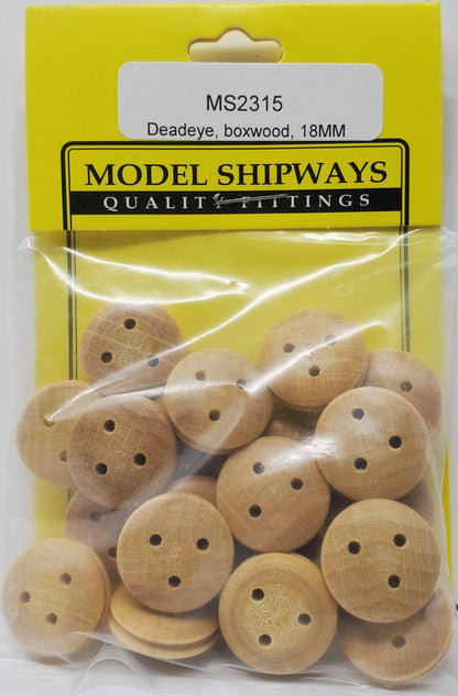 Model Expo - 18mm Boxwood Deadeye 40 pcs