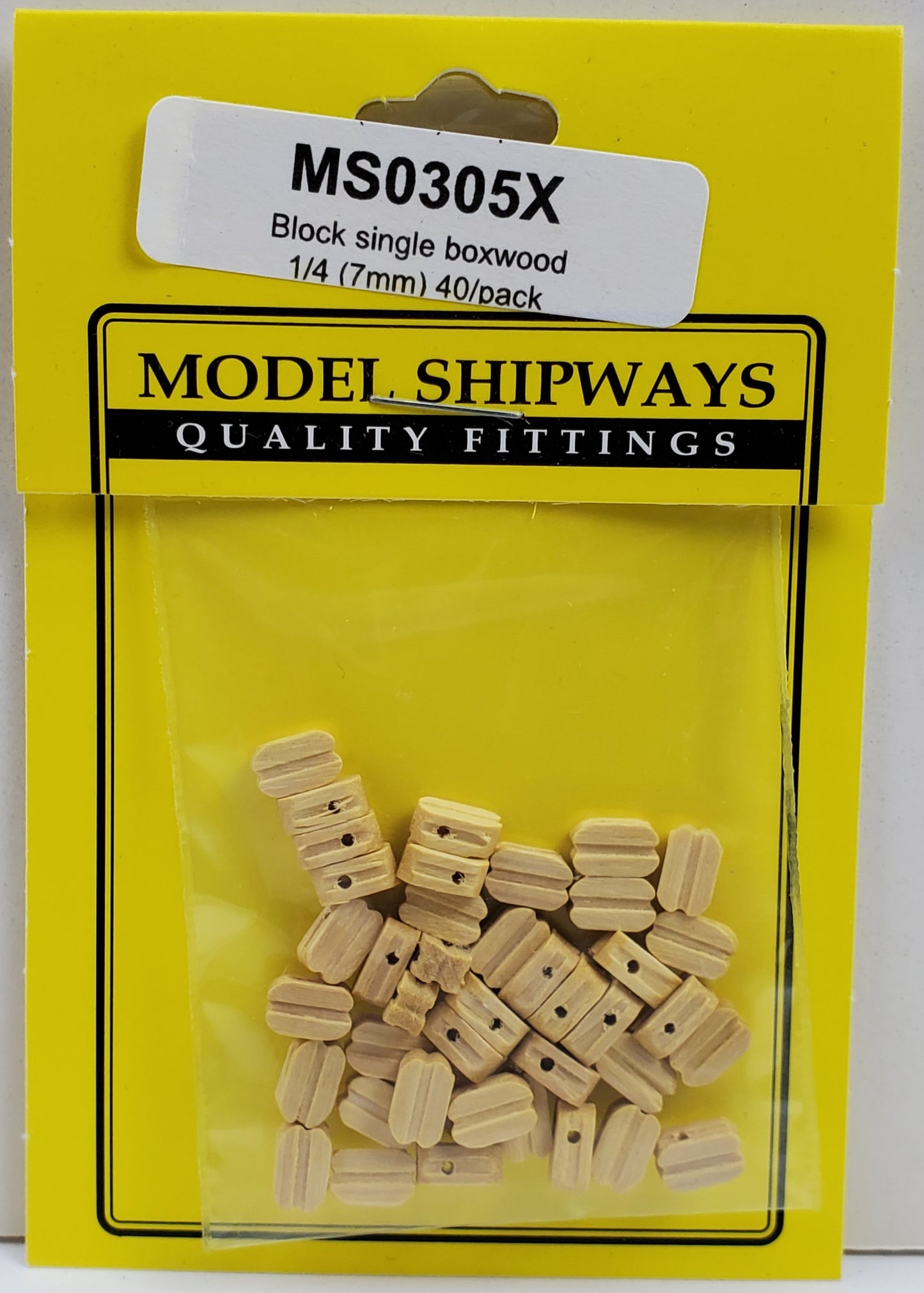 Model Expo - 1/4" (7mm) Boxwood Single Sheave Block 40 pcs