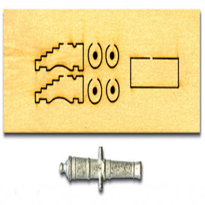 Model Expo - 38mm Cannon w/Carriage for MS2040 Constitution 1 pc