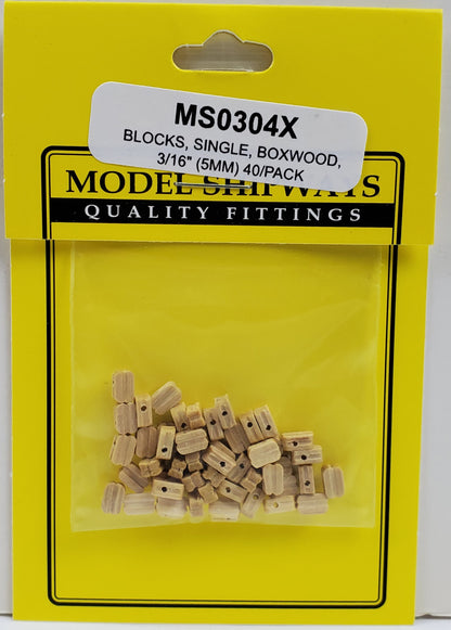 Model Expo - 3/16" (5mm) Boxwood Single Sheave Block 40 pcs