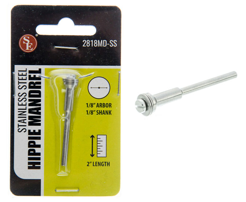 Stainless Steel Big Head (Hippie) Mandrel (1/8" Arbor), 1/8" Sha