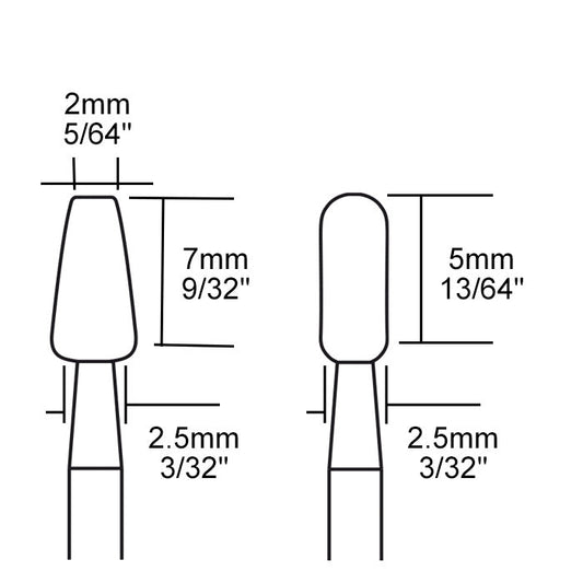 Proxxon - Silicon carbide mounted points 2 pcs., flame and taper