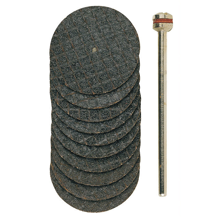 Proxxon - Fiber cut discs, 10 pcs., 7/8" + mandrel