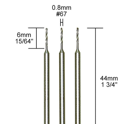 Proxxon - Tungsten vanadium micro twist drills, 3 pcs., 1/32" (0,8 mm)