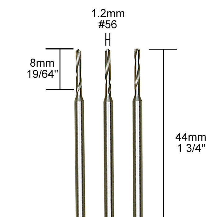 Proxxon - Tungsten vanadium micro twist drills, 3 pcs., 3/64" (1,2 mm)
