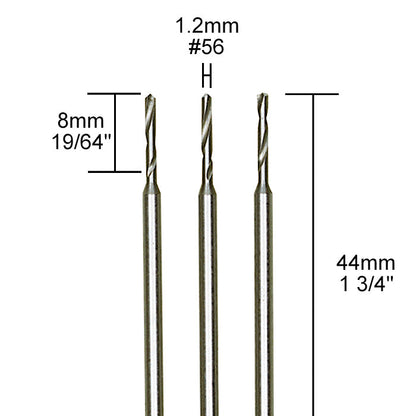 Proxxon - Tungsten vanadium micro twist drills, 3 pcs., 3/64" (1,2 mm)