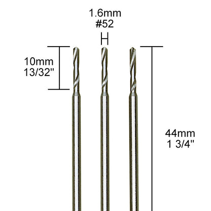 Proxxon - Tungsten vanadium micro twist drills, 3 pcs., 1/16" (1,6 mm)