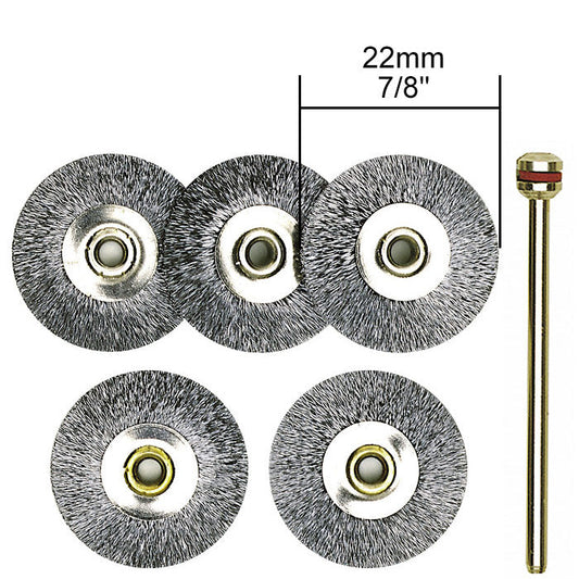 Proxxon - Carbon steel wheel brushes, 5 pcs., 7/8"