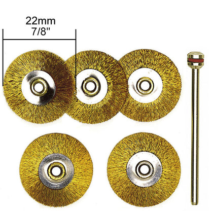 Proxxon - Brass wheel brushes, 5 pcs., 7/8"