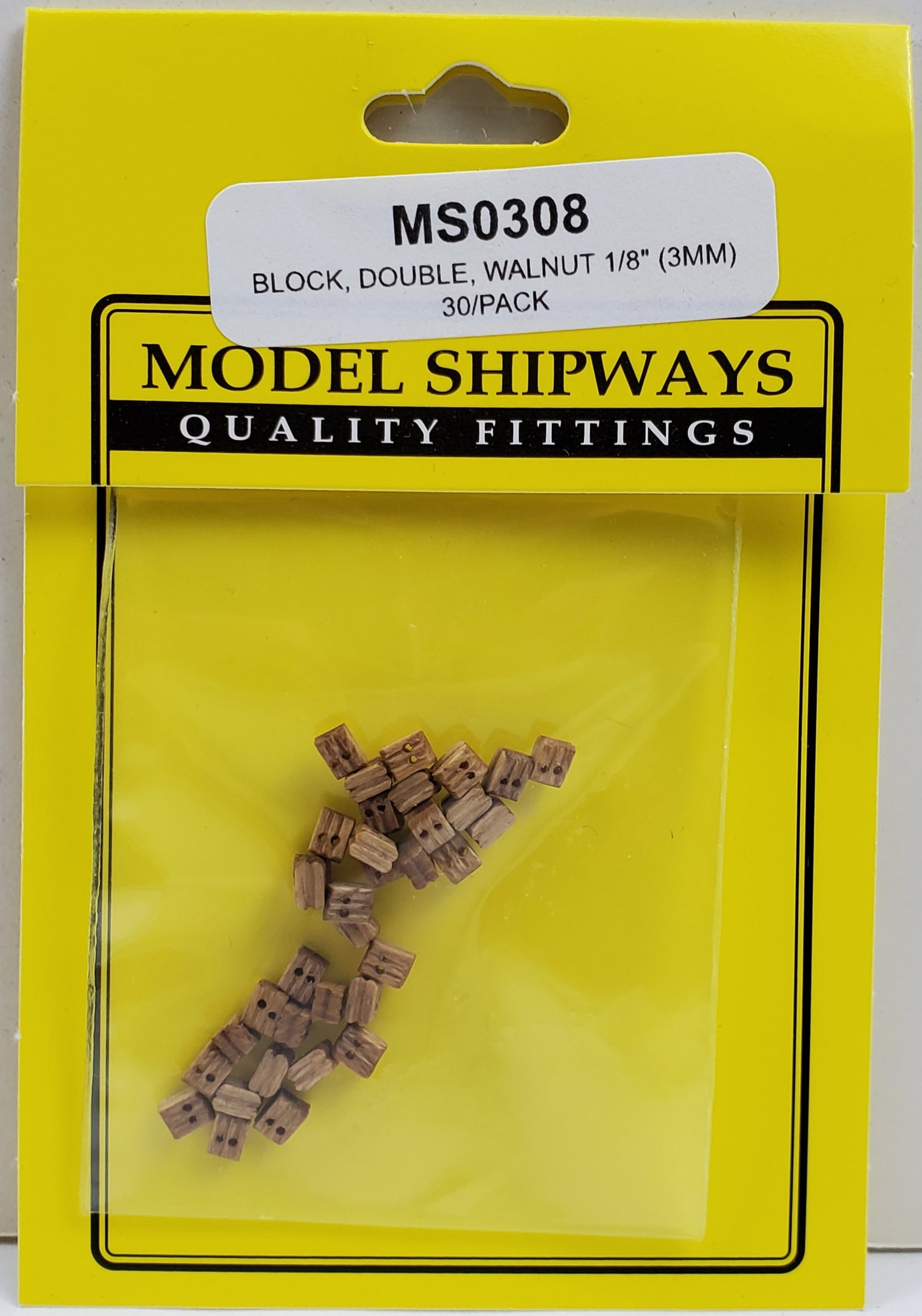 Model Expo - 1/8" (3mm) Walnut Double Sheave Block 30 pcs