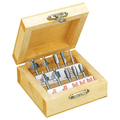 Proxxon - Router Bit Set, 10 pcs., in wooden box