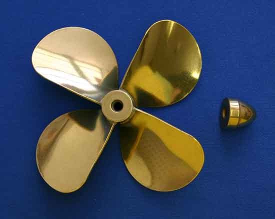 Dumas - BRASS PROP 4 BLADE 4" PITCH RH 3-5/8'' DIAMETER
