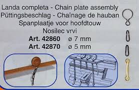 Mantua - 42860 Complete Chain Plate for 7 mm Deadeyes - Pkg. of 10 pcs.
