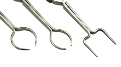 SONA 3 Piece Stainless Steel Heat Resistant Fiber Grip Tweezer Set, Consists 2 Rounded & 1 Square Tip