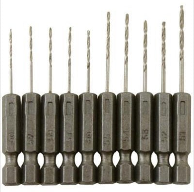 Enkay - Mini-Hex Drills - Set of 10 Number Drills #51 thru #60 with hexagon shanks for use with rotary tools & hand drills