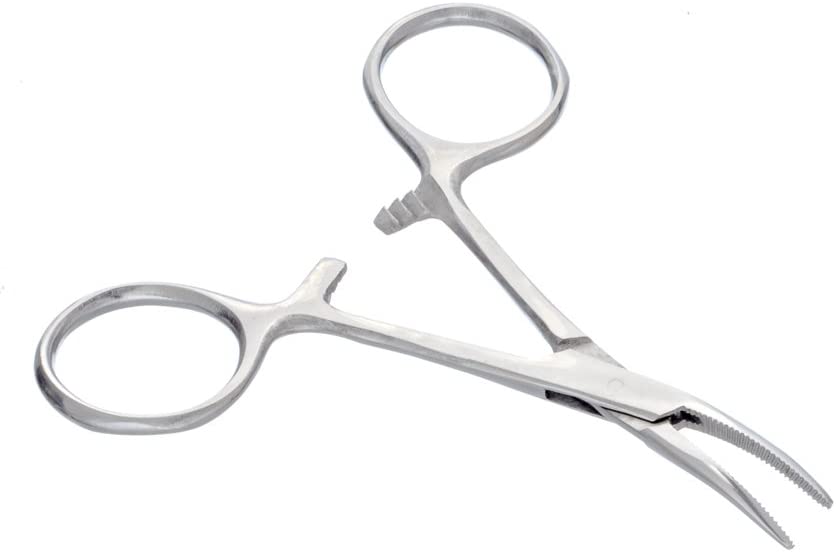 Sona 3-1/2" Stainless Steel Self-Locking Curved Forceps