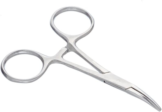 Sona 3-1/2" Stainless Steel Self-Locking Curved Forceps