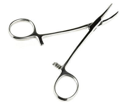Sona 5" Self-Locking Curved Forceps, Stainless Steel