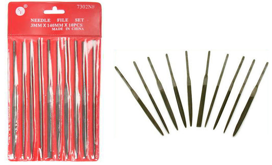 10-Pc. 5-1/2" (5mm x 127mm) Needle File Set, Premium Quality, Medium Cut